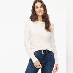 NWT JCrew Teddie White Cotton Pullover Sweater Sz Small